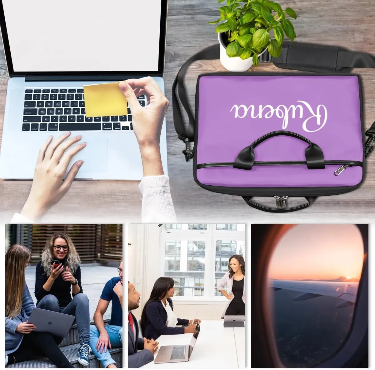 Custom Name Laptop Bags for Women Men, Personalized Text Laptop Case Shoulder Bag,Computer Bags for Work