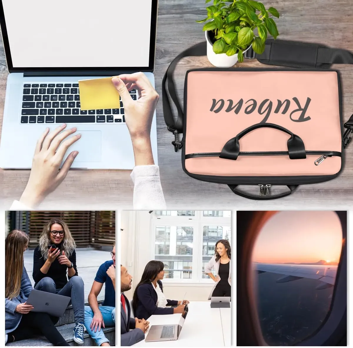 Custom Name Laptop Bags for Women Men, Personalized Text Laptop Case Shoulder Bag,Computer Bags for Work