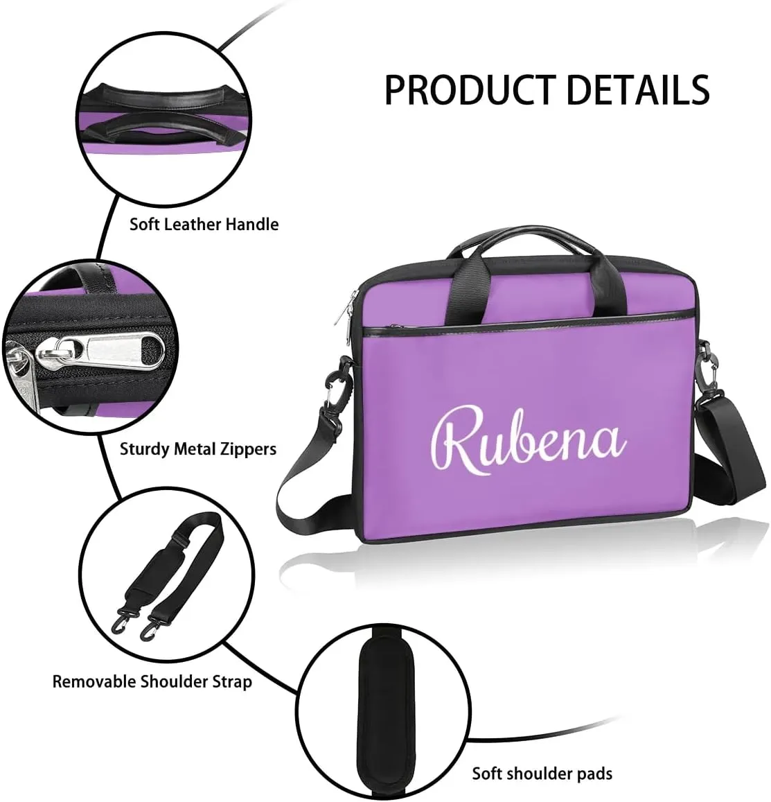 Custom Name Laptop Bags for Women Men, Personalized Text Laptop Case Shoulder Bag,Computer Bags for Work