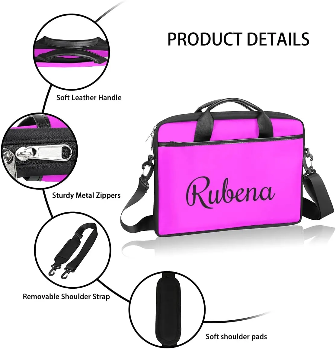 Custom Name Laptop Bags for Women Men, Personalized Text Laptop Case Shoulder Bag,Computer Bags for Work
