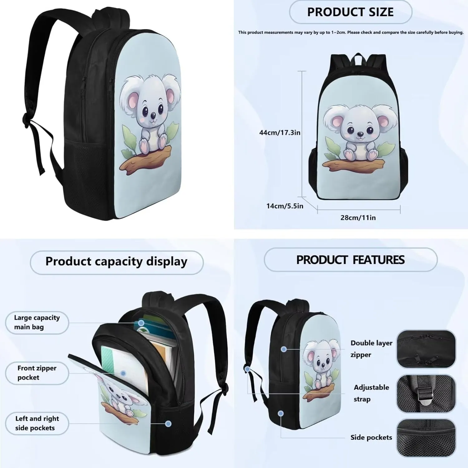 Cute Animal Travel Backpack for Kids Backpacks for Kids Little Girl Backpack with Lunch Box Small Pencil Case School Bag Set Comfortable and Safe Convenient