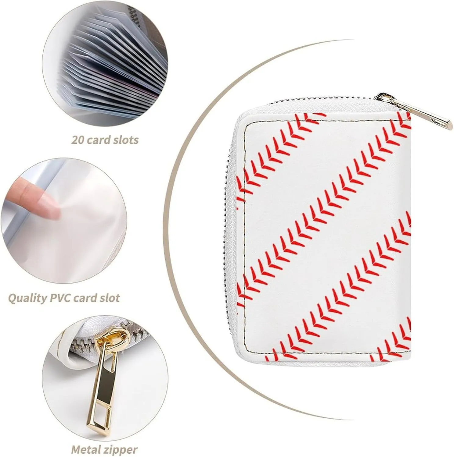 Cute Baseball Portable And Compact Leather Card Bag