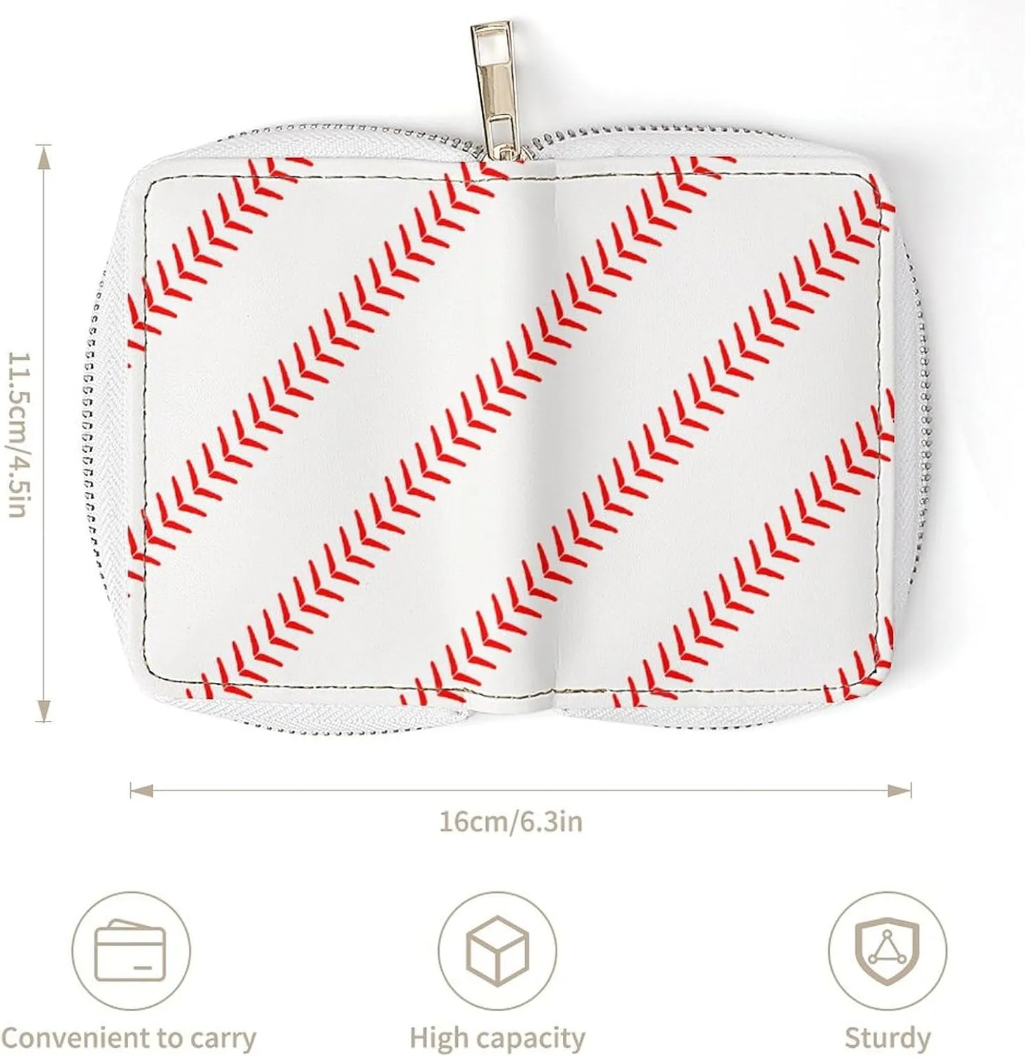Cute Baseball Portable And Compact Leather Card Bag
