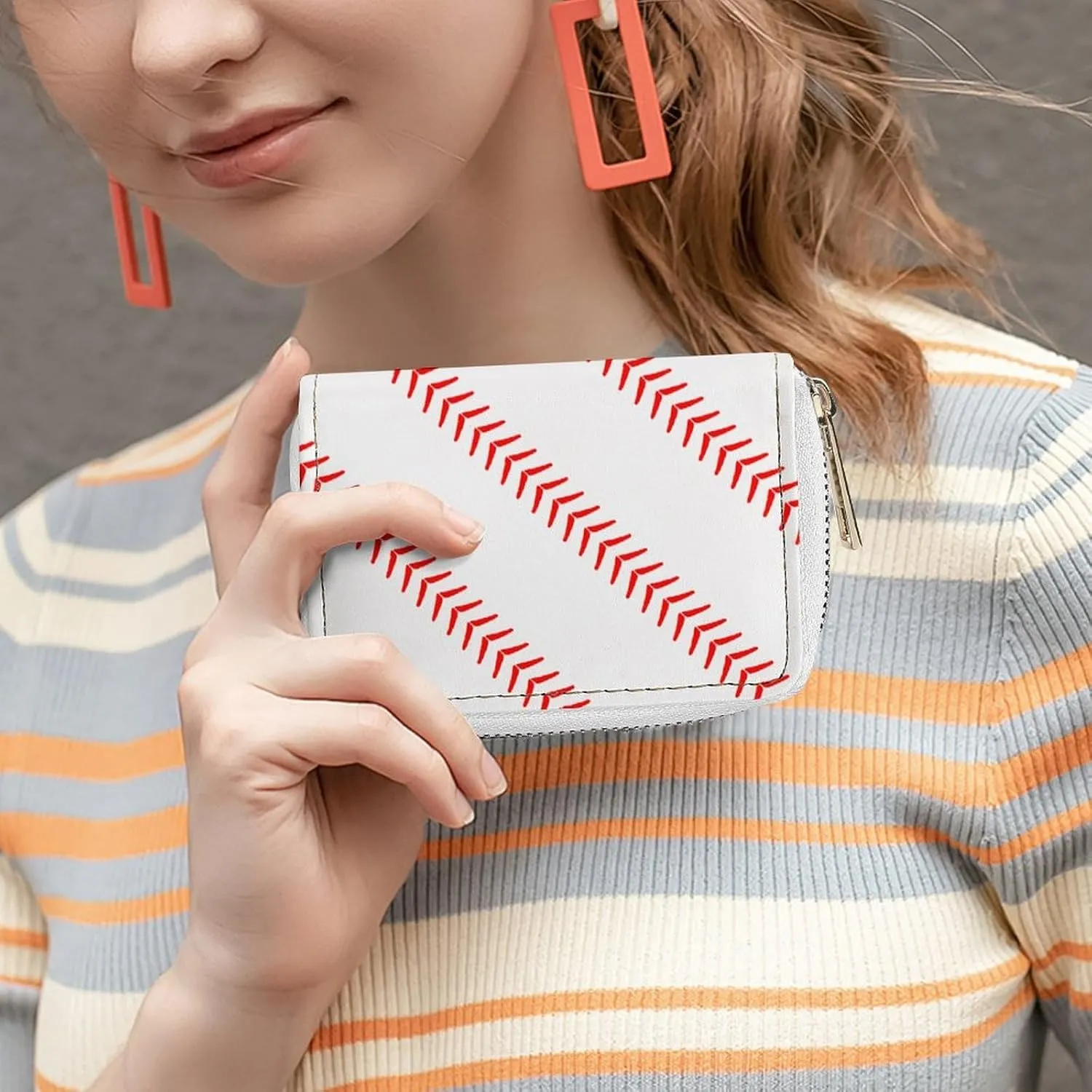 Cute Baseball Portable And Compact Leather Card Bag