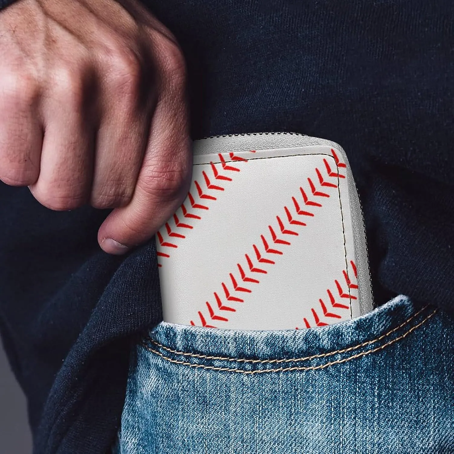 Cute Baseball Portable And Compact Leather Card Bag