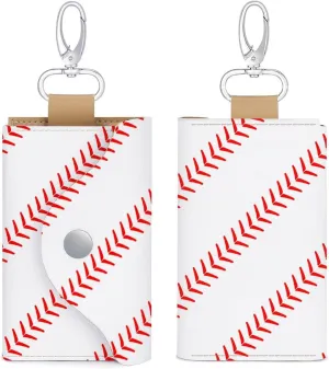 Cute Baseball Portable And Compact Leather Keybag
