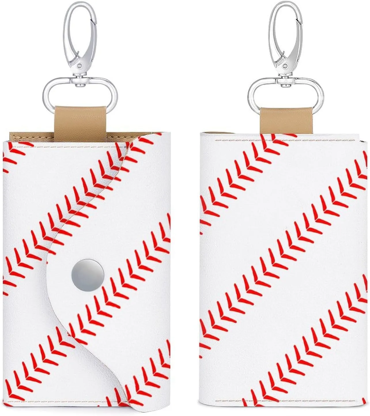 Cute Baseball Portable And Compact Leather Keybag