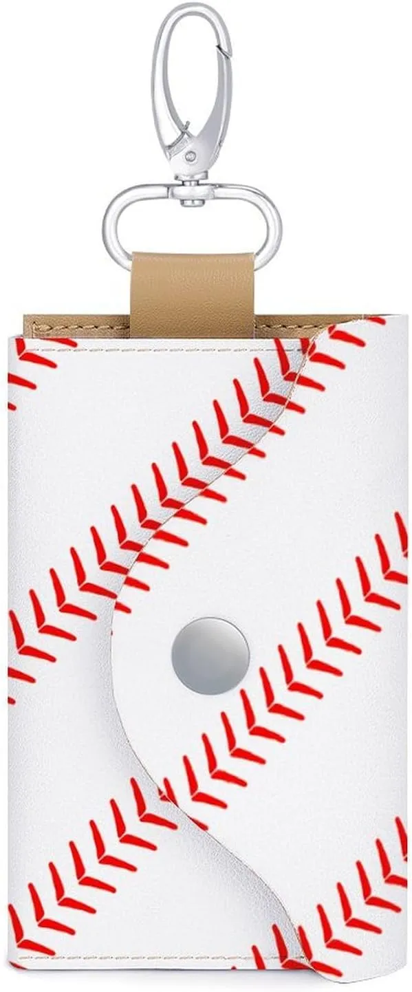 Cute Baseball Portable And Compact Leather Keybag