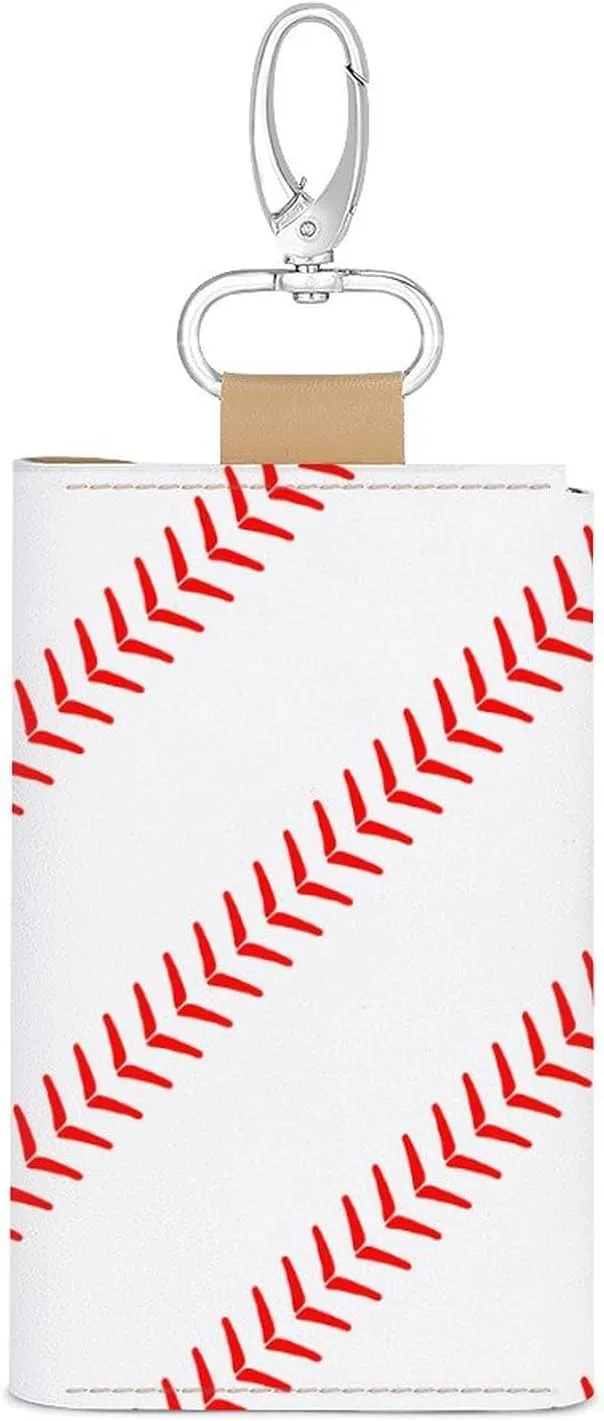 Cute Baseball Portable And Compact Leather Keybag