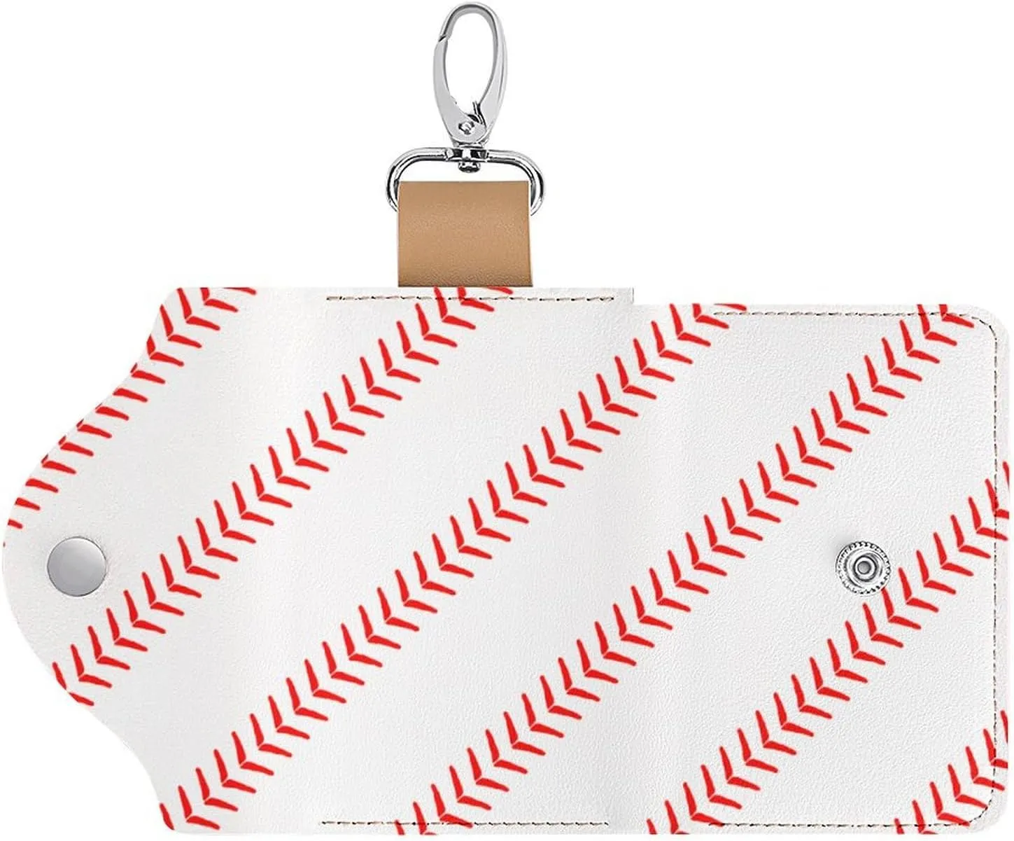 Cute Baseball Portable And Compact Leather Keybag
