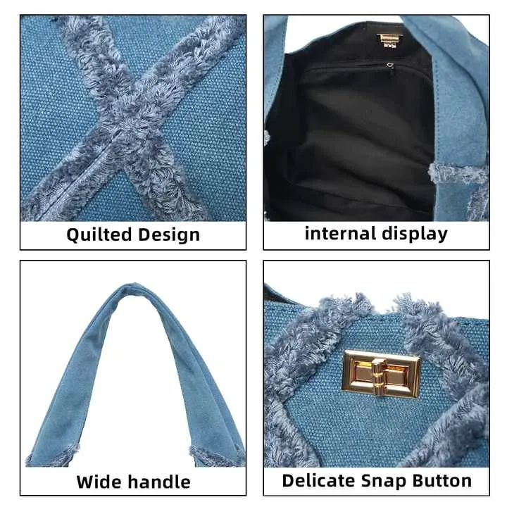 Denim Jean Women's Tote Bag High-حقيبة يد نسائية
