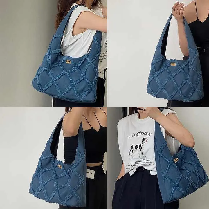 Denim Jean Women's Tote Bag High-حقيبة يد نسائية