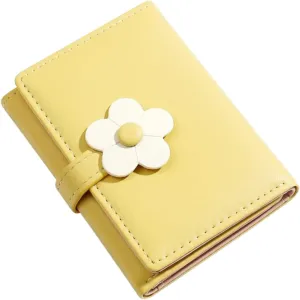 Didiseaon Simple Style Flower Pattern Folding Wallet for Students Cute PU Change Purse for Compact Coin Bag for Convenient Travel Card Holder