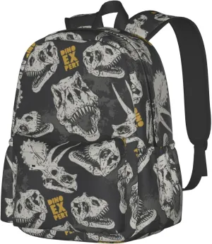 Dinosaur Skull Large Capacity Backpack Lightweight Personalized Laptop Bag Tablet Travel School Bag with Multiple Pockets