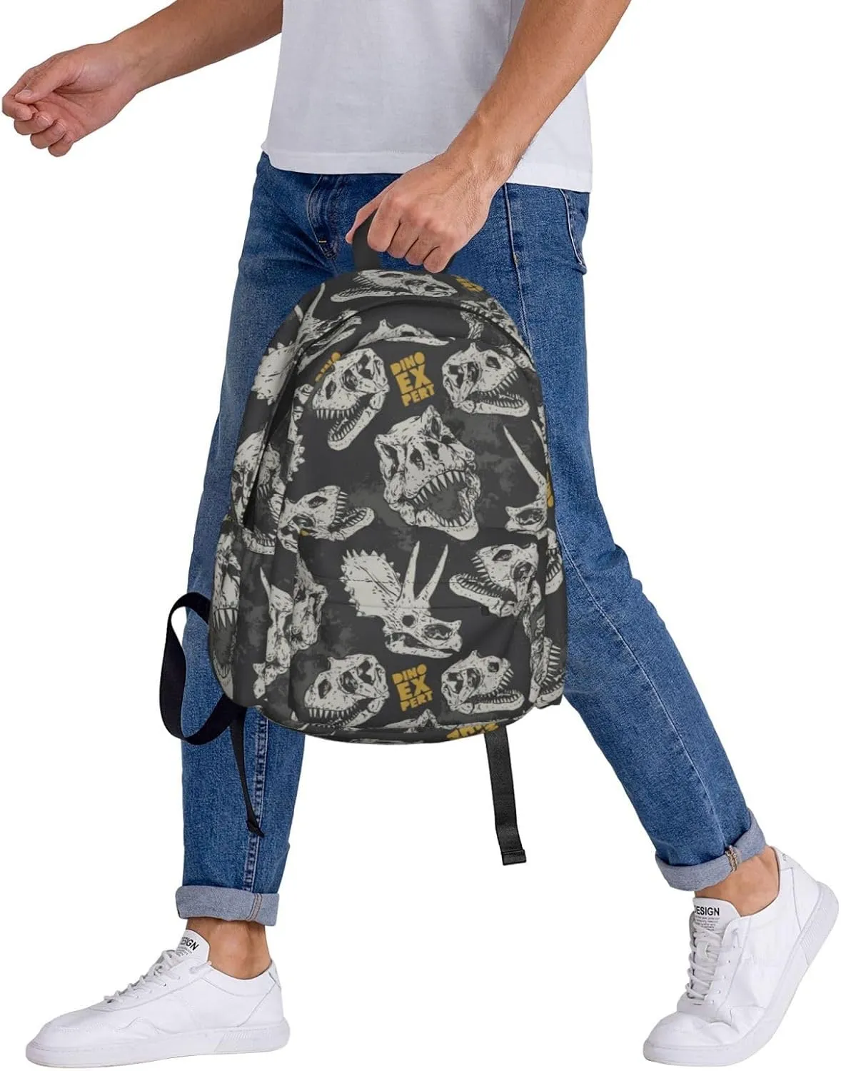 Dinosaur Skull Large Capacity Backpack Lightweight Personalized Laptop Bag Tablet Travel School Bag with Multiple Pockets