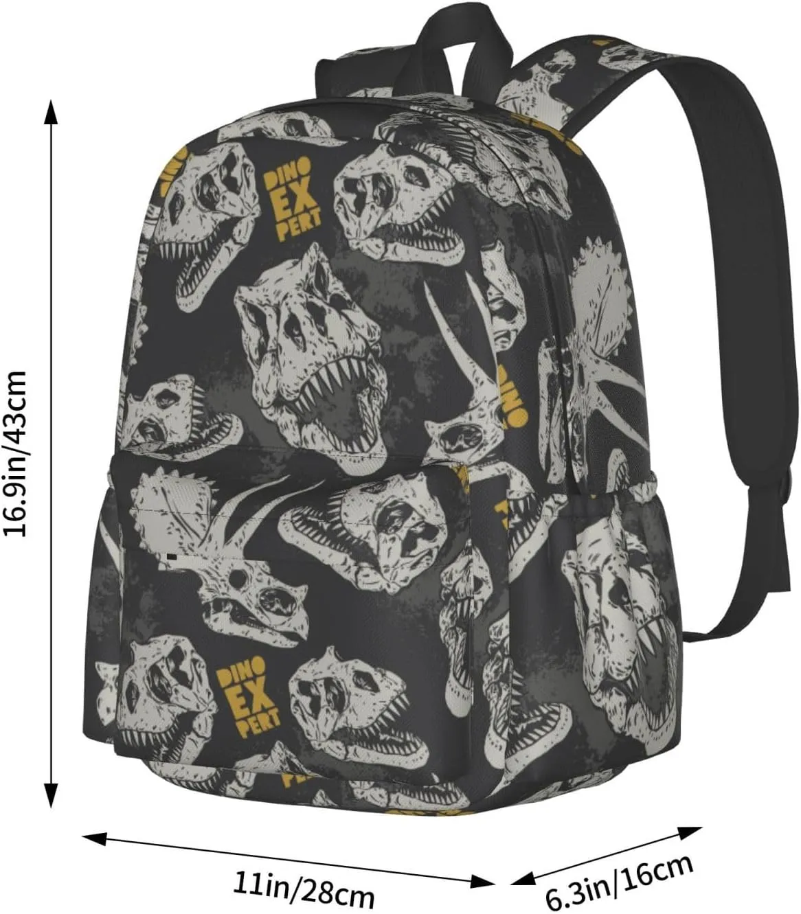 Dinosaur Skull Large Capacity Backpack Lightweight Personalized Laptop Bag Tablet Travel School Bag with Multiple Pockets