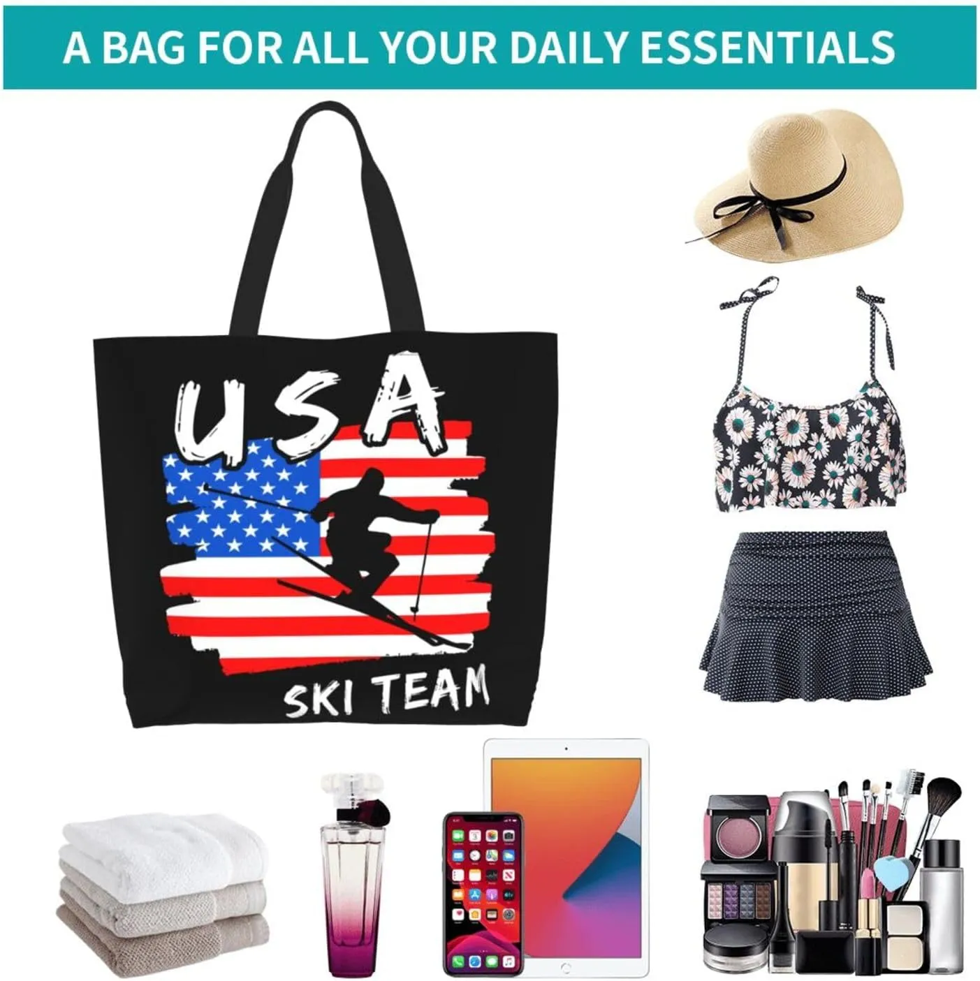 Dirt Track Lights Flag Motocross Women's Tote Bag Large Capacity Single Shoulder Bags Handbag for Shopping Work