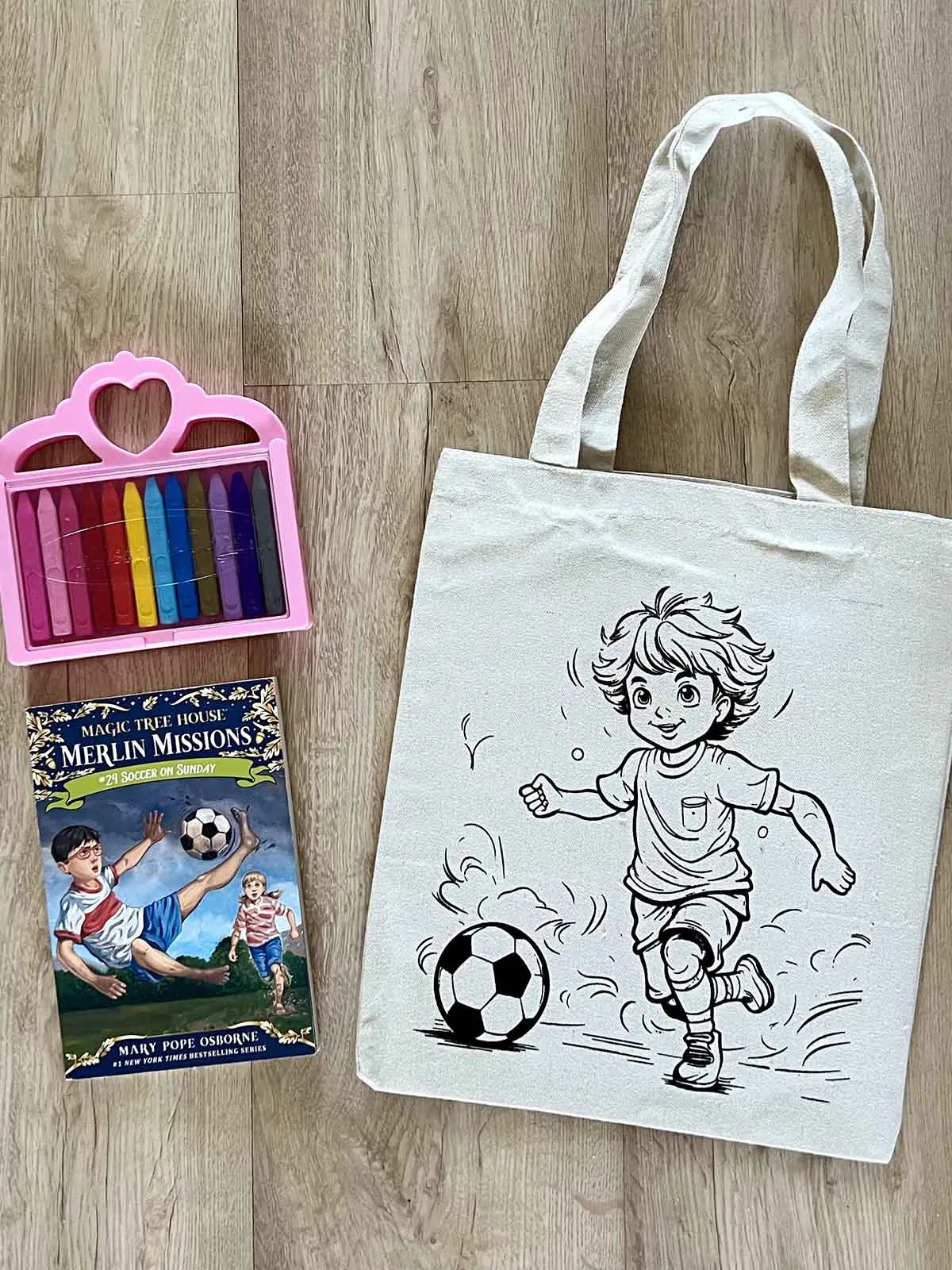 DIY Colouring Soccer Champ Tote Bag