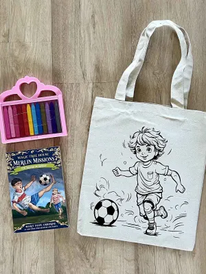 DIY Colouring Soccer Champ Tote Bag