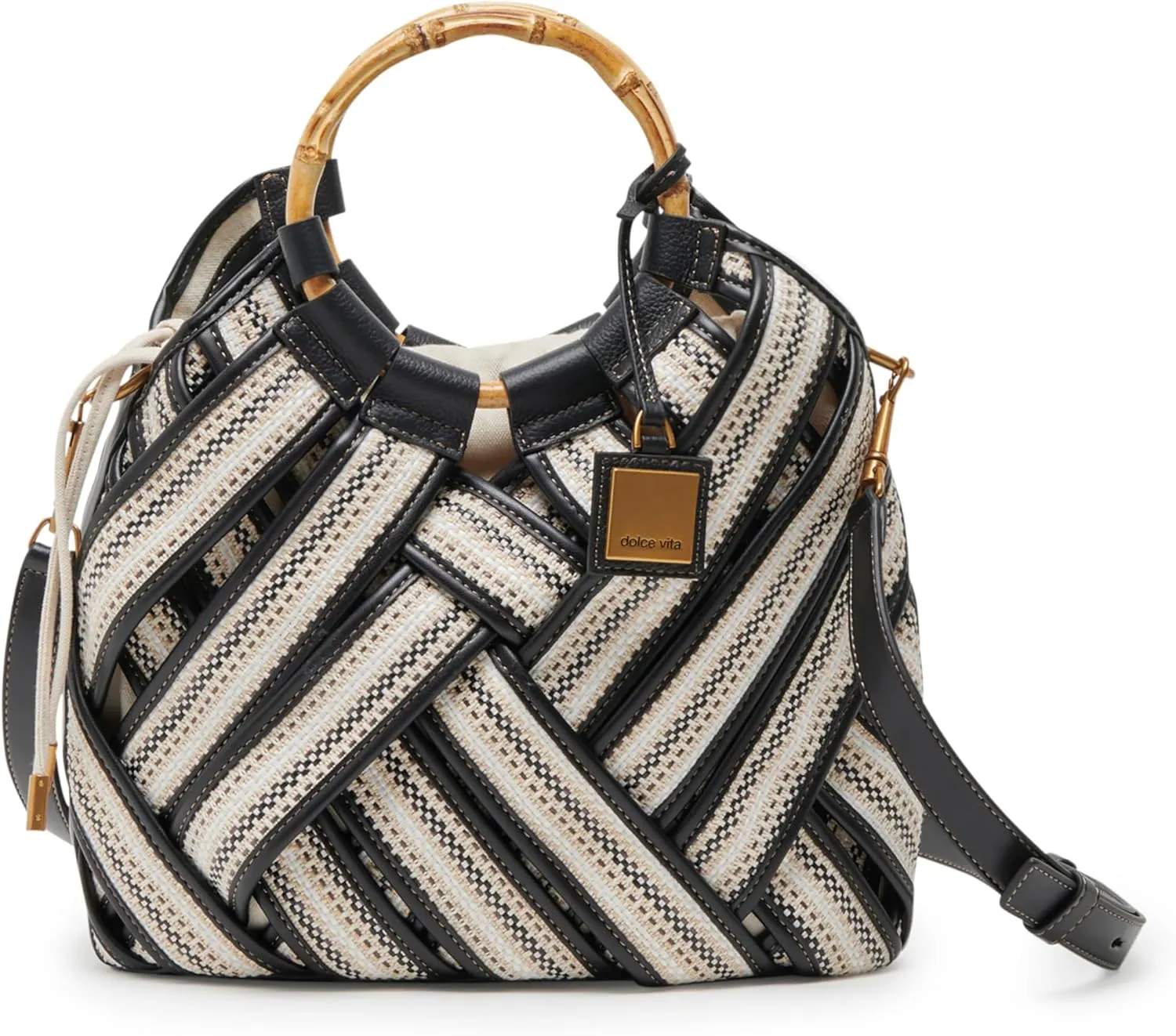 Dolce Vita Elsie Woven Satchel Bamboo Handle, Multi