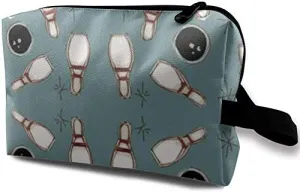 Drawing Bowling Fun Cosmetic Bag for Women,Adorable Roomy Makeup Bags Travel Waterproof Toiletry Bag Accessories Organizer Gifts