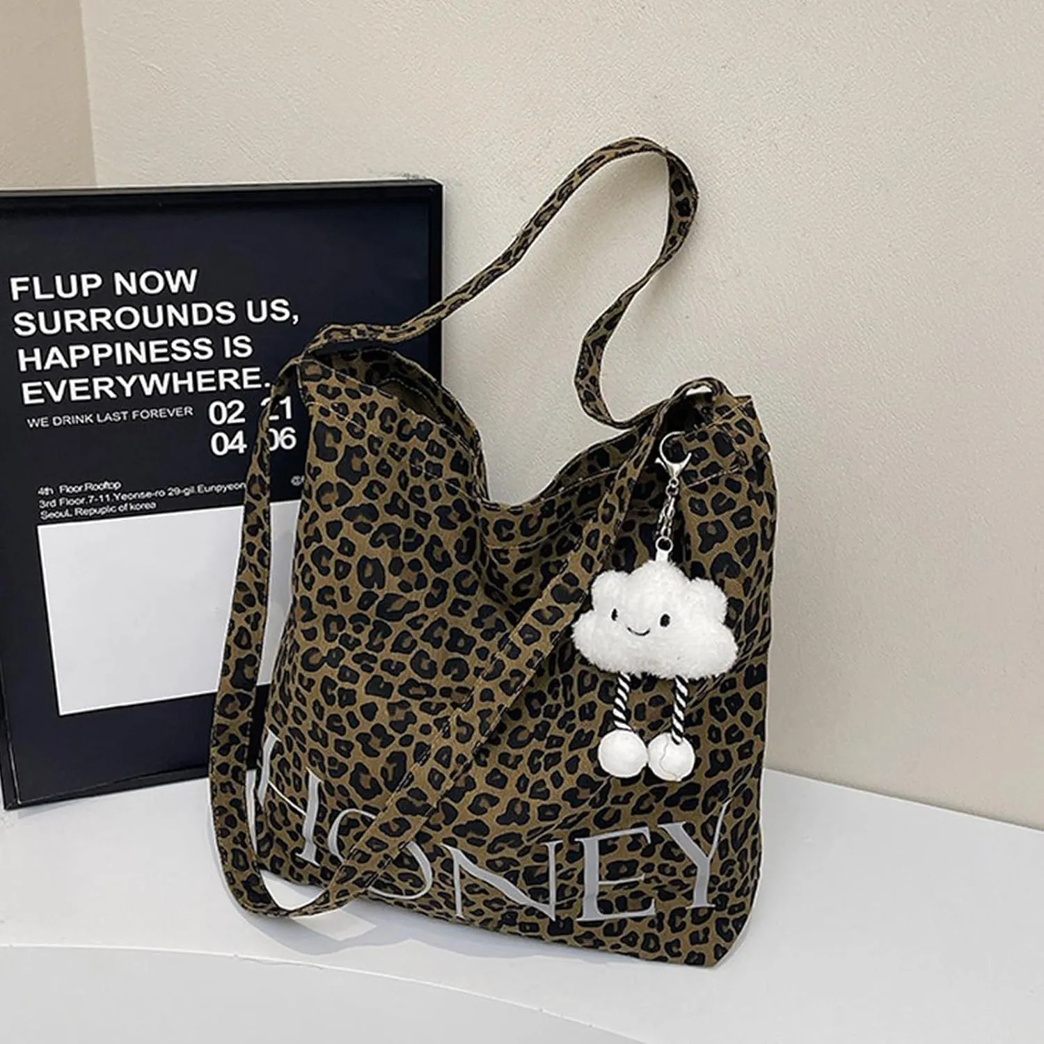 Durable Canvas Hobo Bag for Women Spacious Leopard Shoulder Handbag Lightweight Slouchy Underarm Tote Trendy Mothers Day Gift