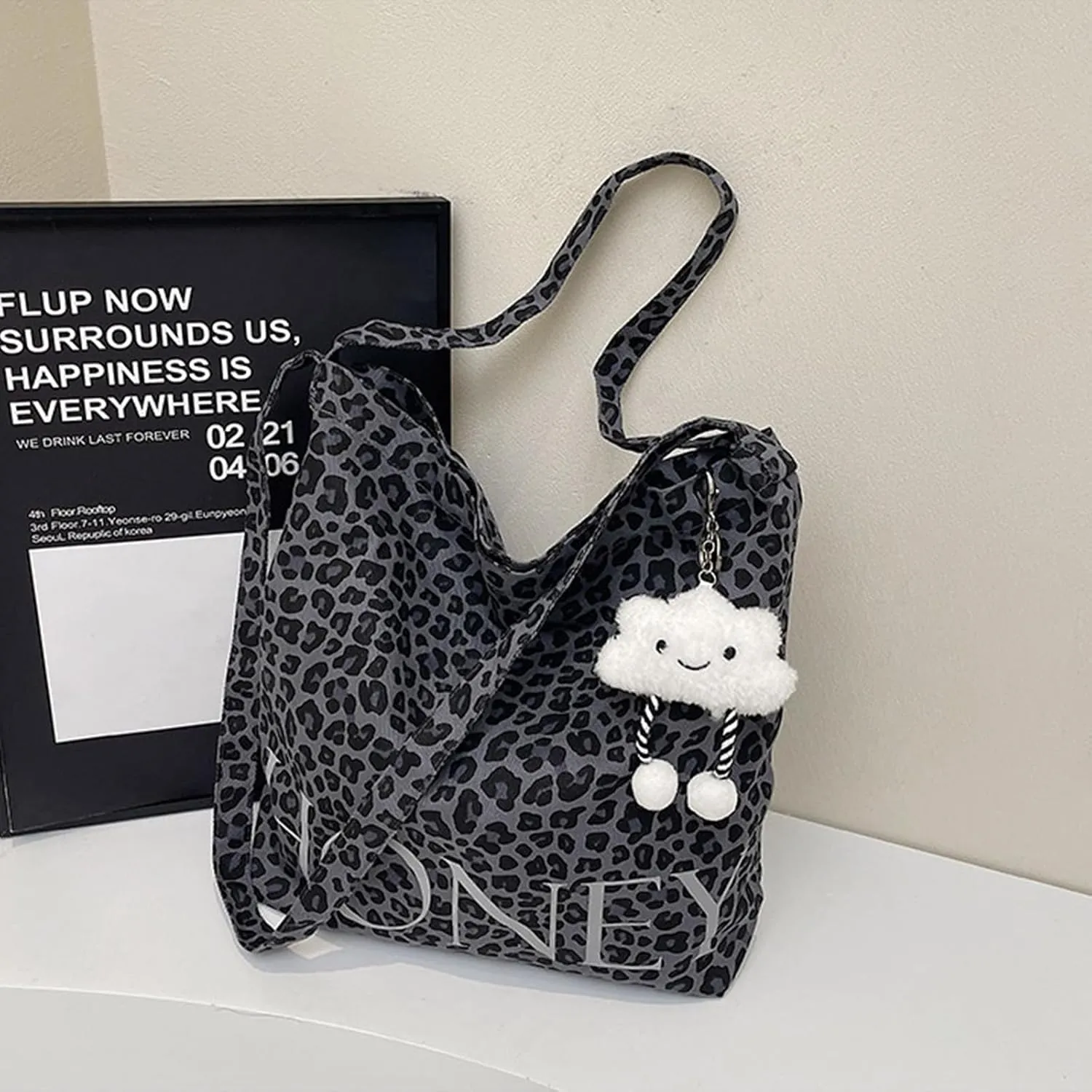 Durable Canvas Hobo Bag for Women Spacious Leopard Shoulder Handbag Lightweight Slouchy Underarm Tote Trendy Mothers Day Gift