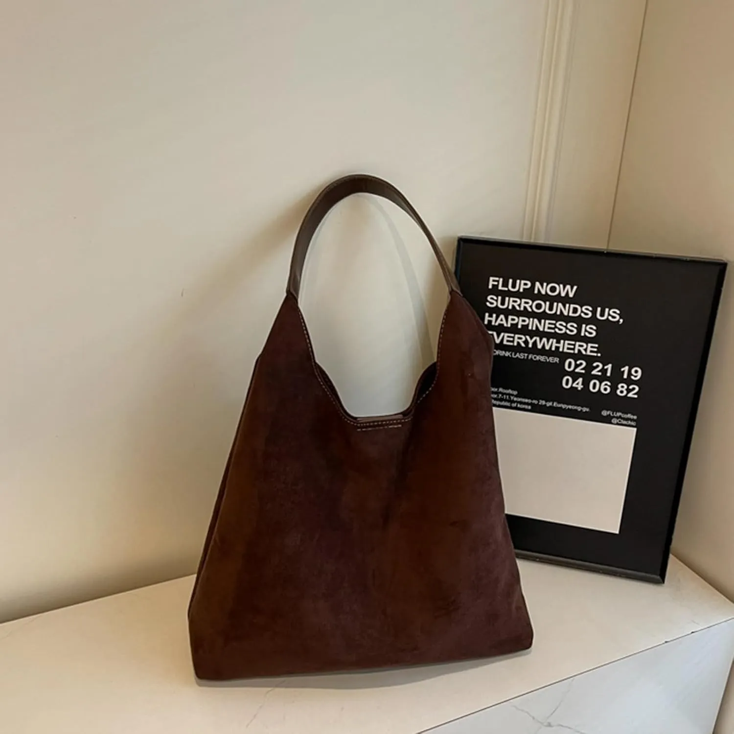 Durable Suede Hobo Bag for Women Vegan Leather Shoulder Handbag Spacious Slouchy Crossbody Tote Office Purse Mothers Day Gift