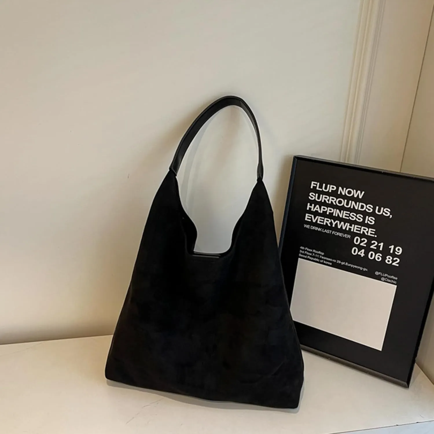 Durable Suede Hobo Bag for Women Vegan Leather Shoulder Handbag Spacious Slouchy Crossbody Tote Office Purse Mothers Day Gift