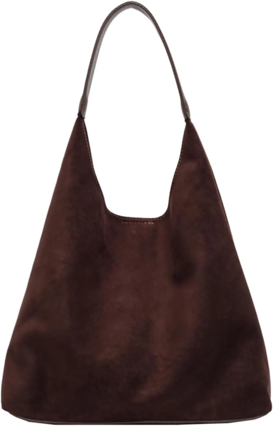 Durable Suede Hobo Bag for Women Vegan Leather Shoulder Handbag Spacious Slouchy Crossbody Tote Office Purse Mothers Day Gift