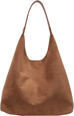 Durable Suede Hobo Bag for Women Vegan Leather Shoulder Handbag Spacious Slouchy Crossbody Tote Office Purse Mothers Day Gift