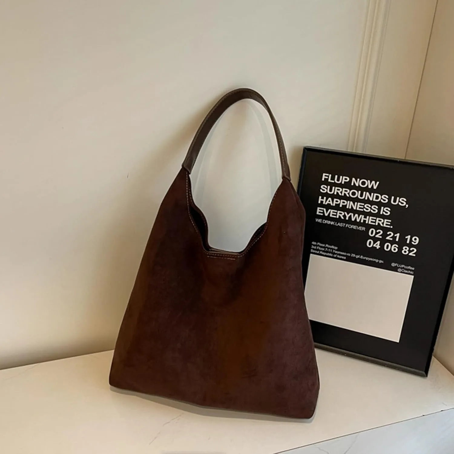 Durable Suede Hobo Bag for Women Vegan Leather Shoulder Handbag Spacious Slouchy Crossbody Tote Office Purse Mothers Day Gift