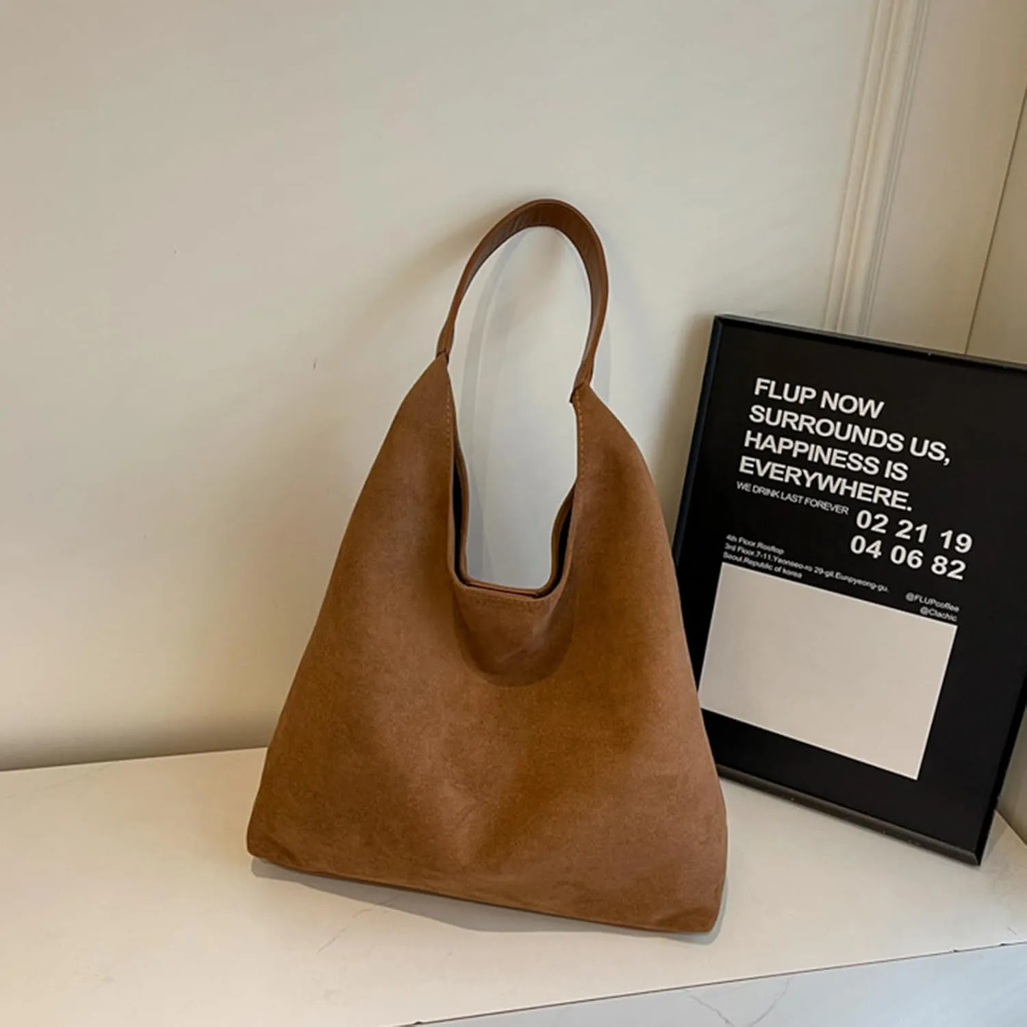 Durable Suede Hobo Bag for Women Vegan Leather Shoulder Handbag Spacious Slouchy Crossbody Tote Office Purse Mothers Day Gift