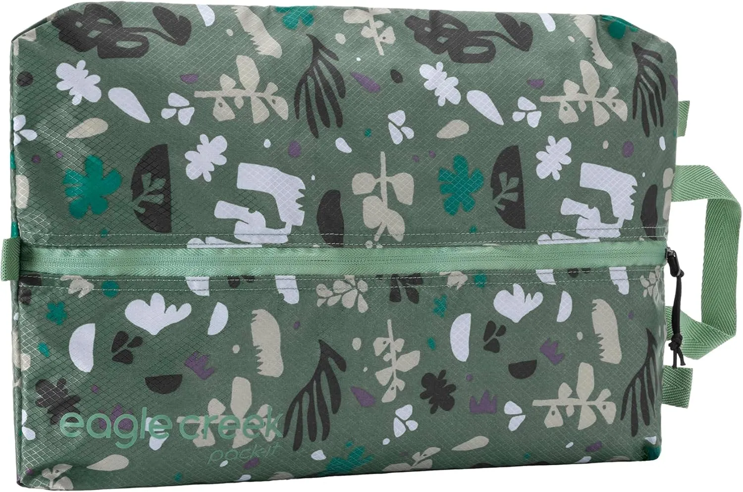 Eagle Creek Pack-It Isolate Shoe Sack - Shoe Bags for Travel with Durable, Breathable Easy-View Mesh Top, Quick-Grab Handle, & Out-of-Bag Attachment Roots and Shoots: Duck Green - Isolate (New)