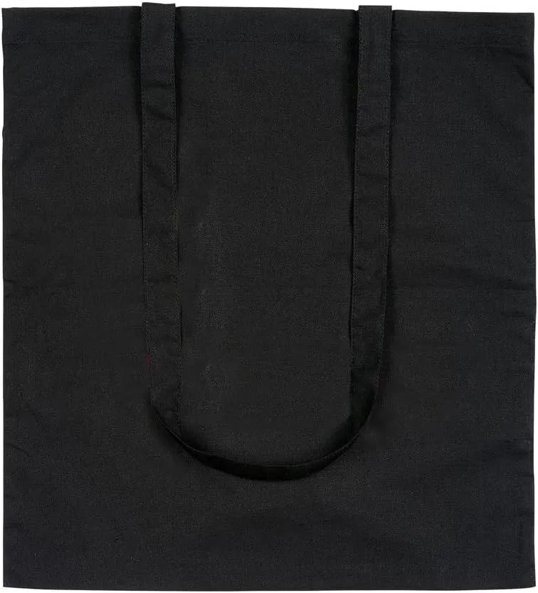 eBuyGB Shoulder Bag Natural Tote Ideal for Printing, Cotton, Black, Pack of 10