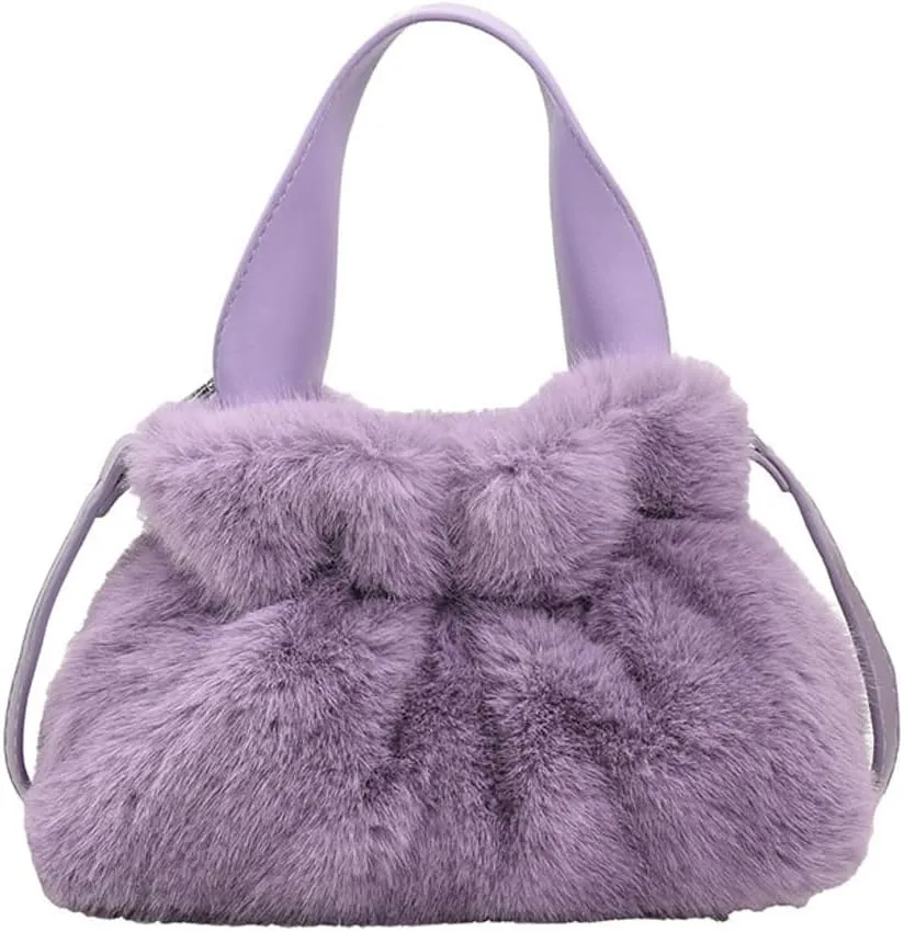 Faux Fur Bucket Bags for Women Fuzzy Crossbody Purses for Women Slouchy Shoulder Bag Retro Hobo Bag Handbag Purse Trendy