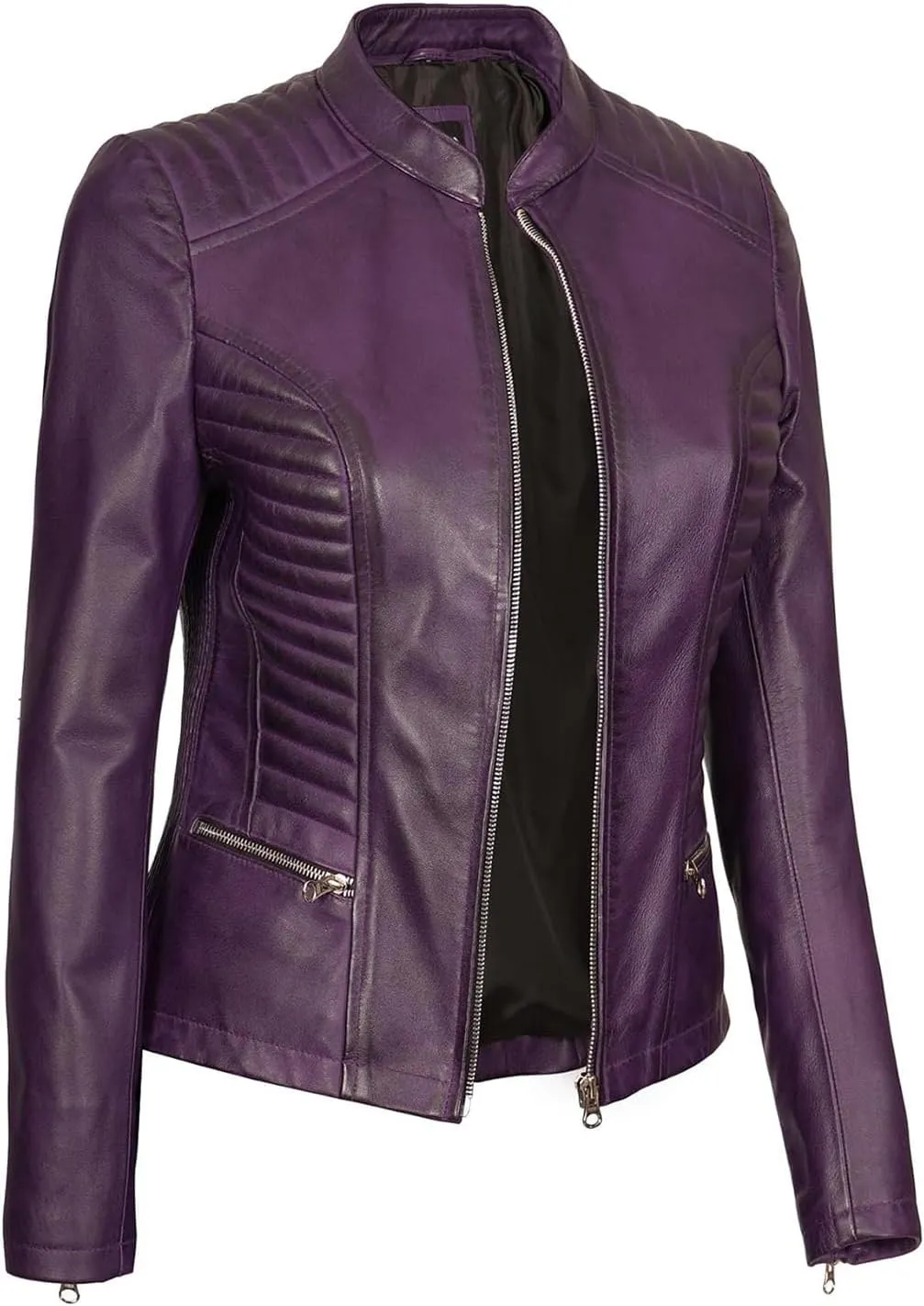 fjackets Real Leather Jacket Women - Premium Lambskin Moto Style Leather Jacket For Womens