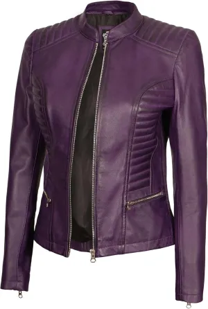 fjackets Real Leather Jacket Women - Premium Lambskin Moto Style Leather Jacket For Womens