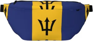 Flag Of Barbados Stylish Crossbody Waist Pack - Versatile And Compact Travel Pouch For Hands-Free Storage, Black, PBYB-12185A