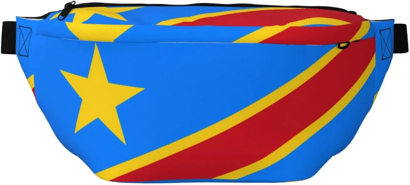 Flag Of The Congo Stylish Crossbody Waist Pack - Versatile And Compact Travel Pouch For Hands-Free Storage