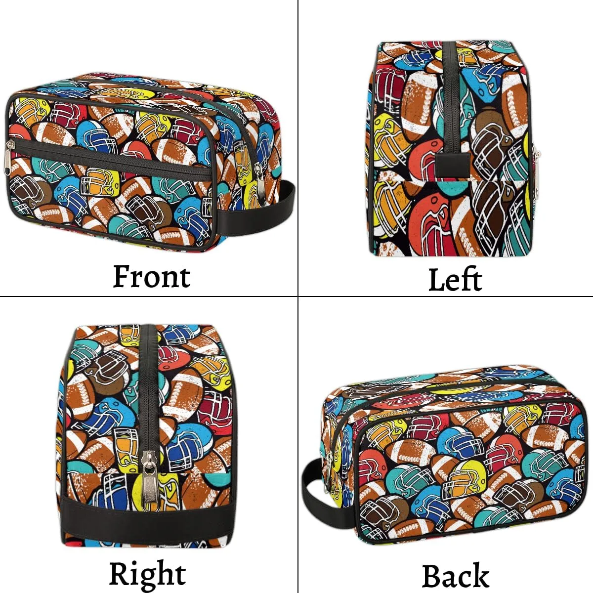 Football Sports Travel Toiletry Bag for Boys, Waterproof Hanging Dopp Kit with Large Capacity for Men, Shaving Bag for Travel,Sports Shower