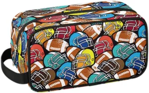 Football Sports Travel Toiletry Bag for Boys, Waterproof Hanging Dopp Kit with Large Capacity for Men, Shaving Bag for Travel,Sports Shower