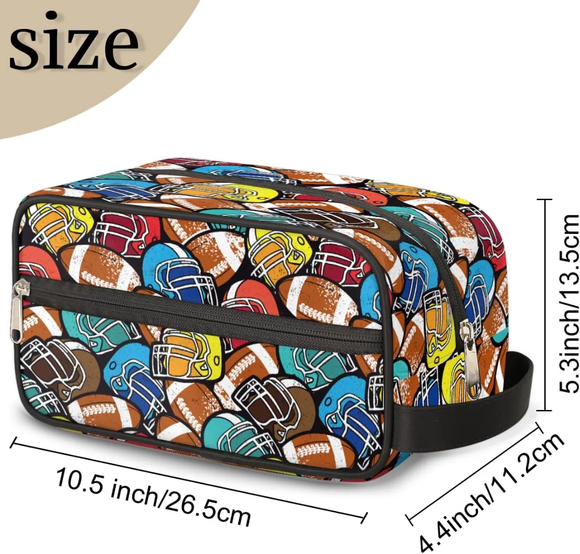 Football Sports Travel Toiletry Bag for Boys, Waterproof Hanging Dopp Kit with Large Capacity for Men, Shaving Bag for Travel,Sports Shower
