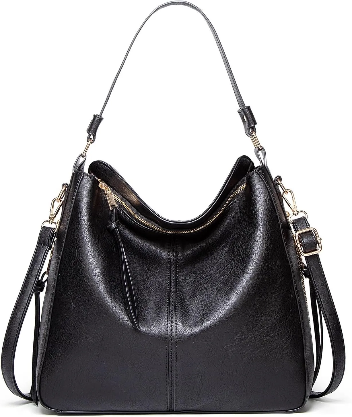 FuninCrea Women's Handbags, Multi-Pocket Shoulder Purse with Removable Strap, Faux Leather Hobo Bag with Convenient Handle