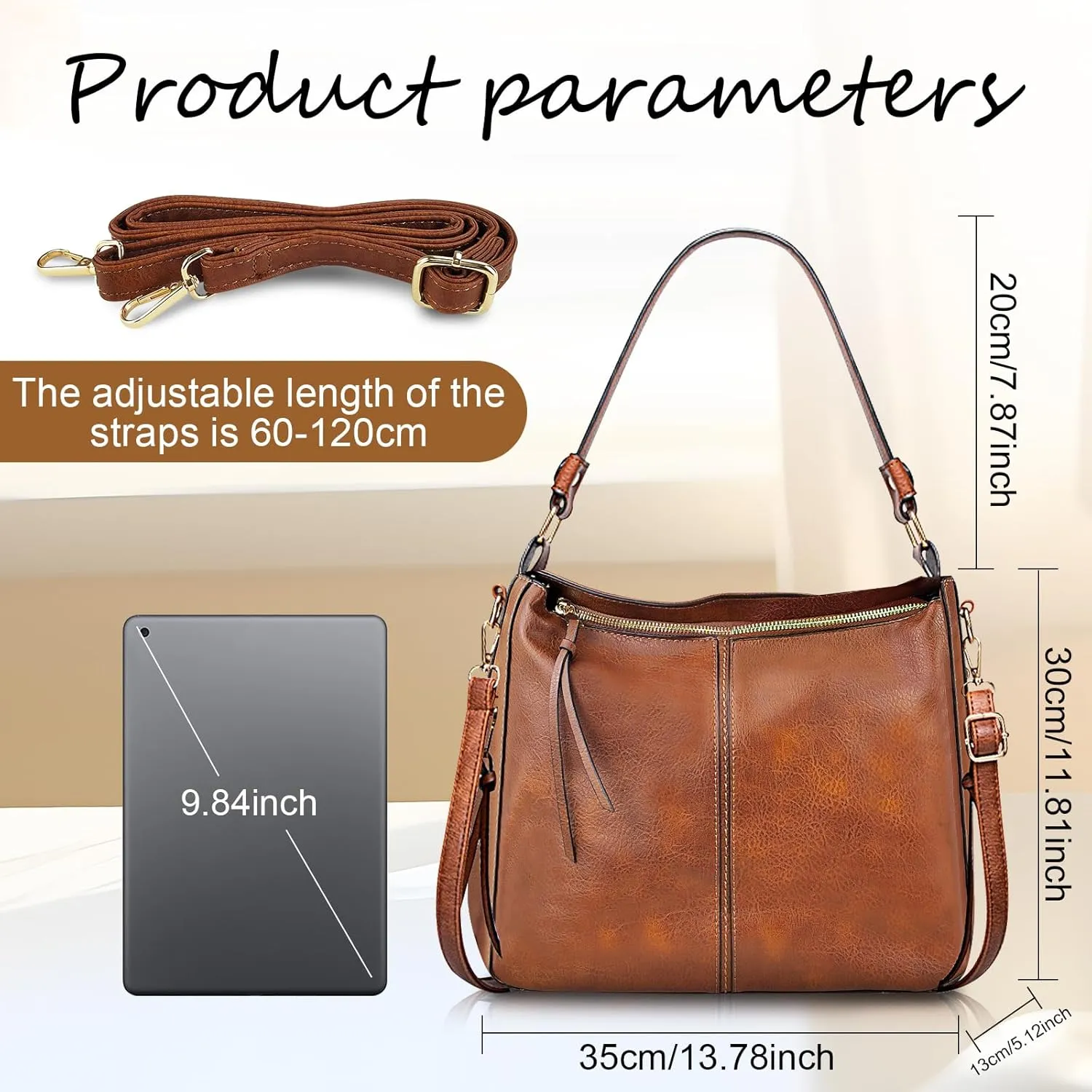 FuninCrea Women's Handbags, Multi-Pocket Shoulder Purse with Removable Strap, Faux Leather Hobo Bag with Convenient Handle
