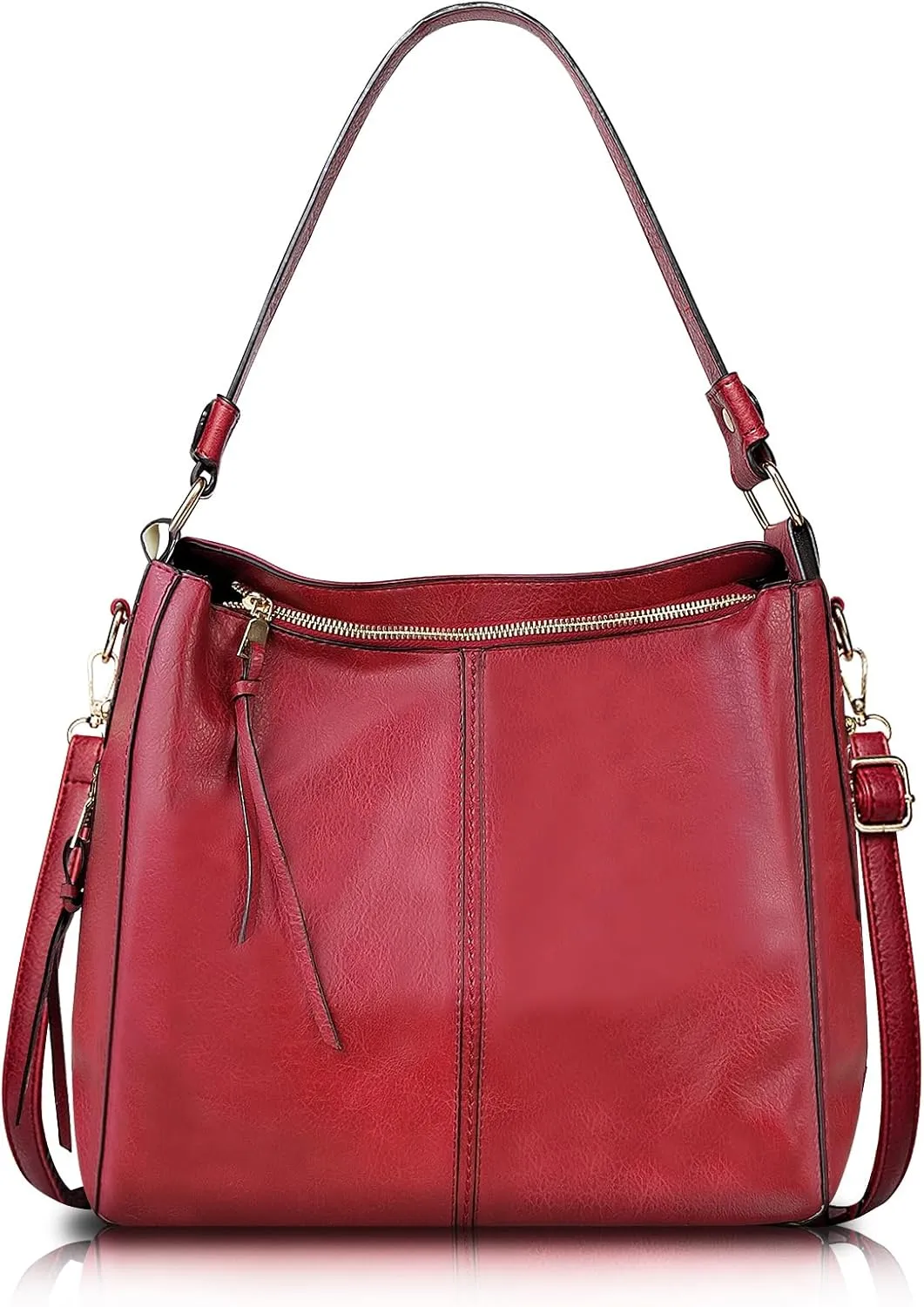 FuninCrea Women's Handbags, Multi-Pocket Shoulder Purse with Removable Strap, Faux Leather Hobo Bag with Convenient Handle