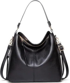 FuninCrea Women's Handbags, Multi-Pocket Shoulder Purse with Removable Strap, Faux Leather Hobo Bag with Convenient Handle