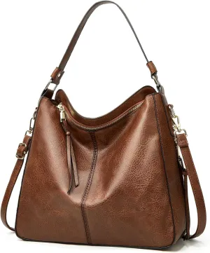 FuninCrea Women's Handbags, Multi-Pocket Shoulder Purse with Removable Strap, Faux Leather Hobo Bag with Convenient Handle