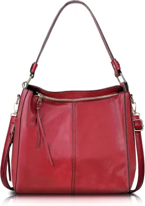 FuninCrea Women's Handbags, Multi-Pocket Shoulder Purse with Removable Strap, Faux Leather Hobo Bag with Convenient Handle