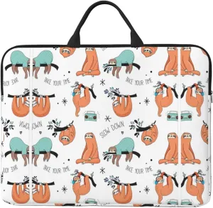 funny Cute Animal Sloth Music 14in Laptop Case Sleeve Bag  Versatile Shoulder Messenger Briefcase, Designed for Business Travel